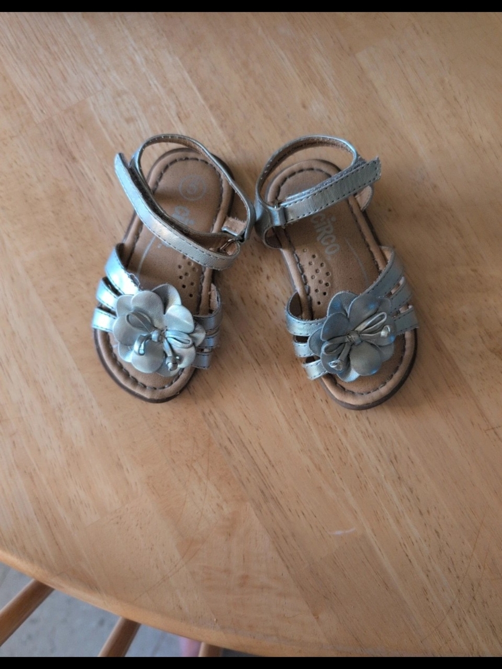 Circo Silver Flower Strap Toddler Sandals